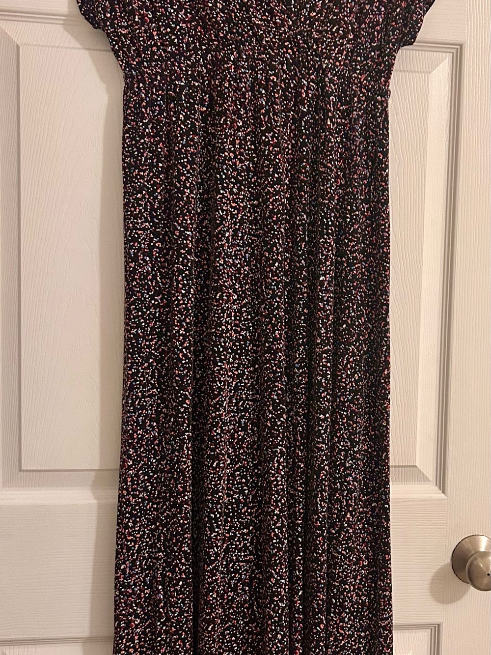 Amazon Essentials Black Maxi Dress with Multi-Colored Speckle Print